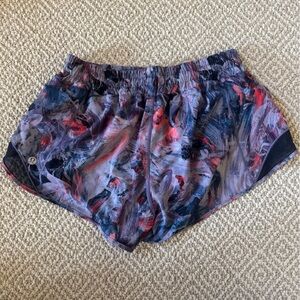lululemon athletica Purple and Black Abstract Print Running Shorts